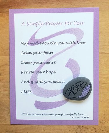 Credo Designs "A Simple Prayer for You" purple prayer card with hand painted Lake Superior stone "Hope"